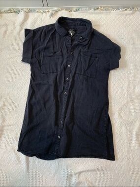 Silver Jeans Black Short-Sleeve Button-Up Blouse